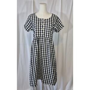 Little Cottonwood Magnolia Black White Cotton Midi Dress Medium